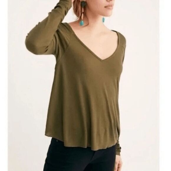 Free People Intimately Rock the Boat Thermal Top Green Women's Size Small Ribbed - Picture 1 of 7